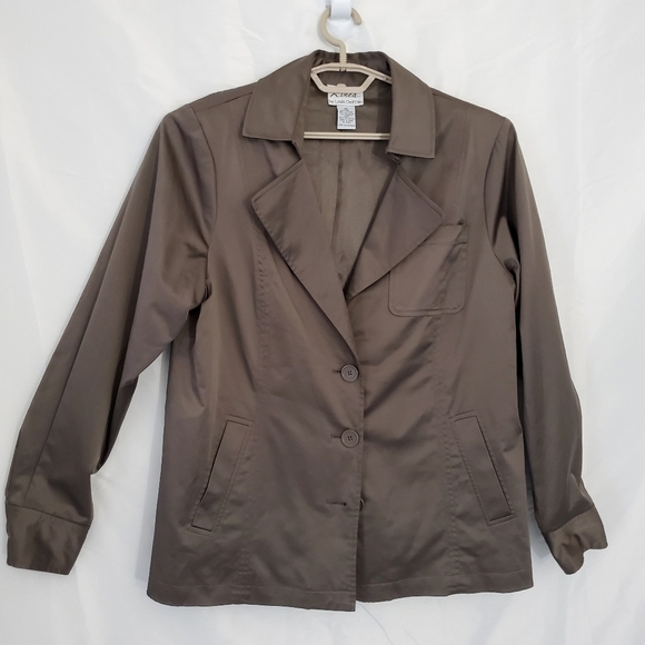 Linea Button Front Brown Jacket XL Women's Lined Notched Lapel Blazer Office - Picture 11 of 12